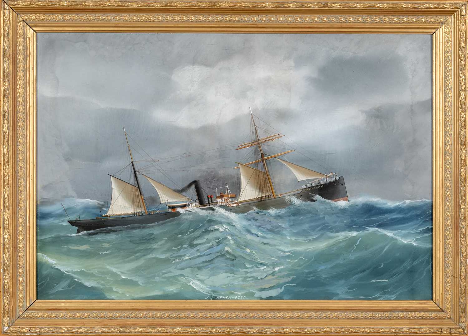 19TH CENTURY BRITISH SCHOOL watercolour and gouache - S.S. Helen Otto in choppy seas, S.S. Helen - Image 3 of 3