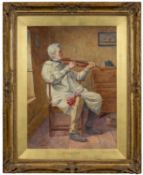 HENRY TERRY / HENRY M TERRY (act. 1880-1920) watercolour - The Country Fiddler, seated musician in