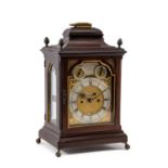 LATE 18TH C. MAHOGANY BRACKET CLOCK, John Wightwick, bell top with handle and four cone finials,