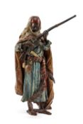 FRANZ XAVIER BERGMANN (Austrian, 1861-1936) cold painted bronze - Arab Warrior with Flintlock,