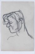 ‡ ATTRIBUTED TO KEITH VAUGHAN (1912-1977) pencil - sketch of the head of a man, signed with initials