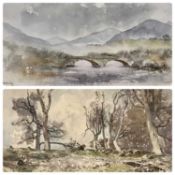 ‡ OLIVIA HALL (British, 20th Century) watercolour - landscape with trees, signed lower right, 23 x