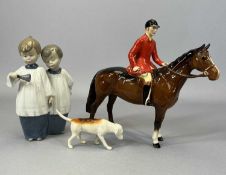 BESWICK HUNTSMAN IN RED JACKET ON BAY HORSE, Beswick fox hound with nose to ground and a Nao