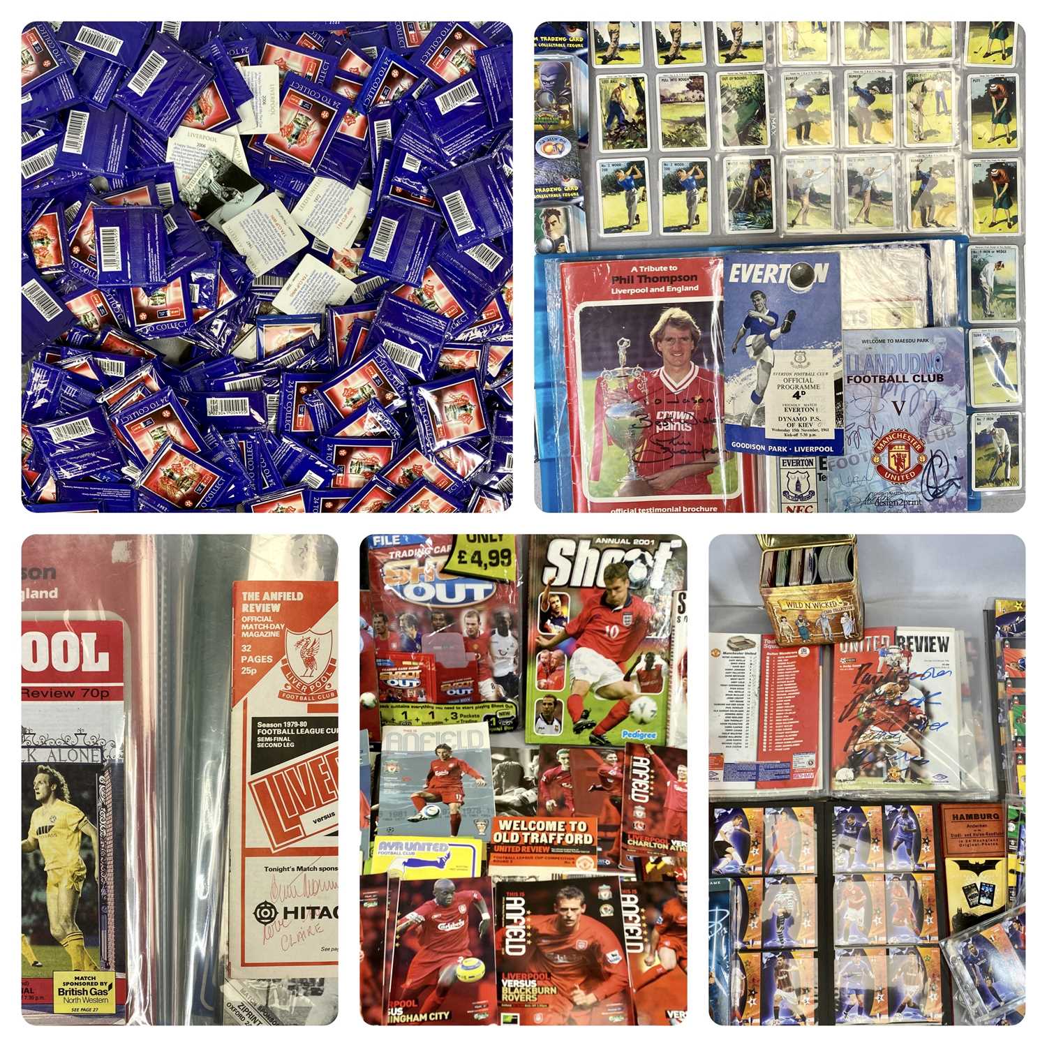 QUANTITY OF COLLECTORS CARDS, MAINLY FOOTBALL RELATED, with various football match day programmes