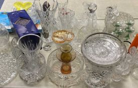 LARGE COLLECTION OF CUT GLASSWARE, including bowls, vases, scent bottles and other items Provenance: