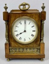 LATE VICTORIAN ORNATE BRASS MOUNTED WALNUT MANTEL CLOCK, with white enamel dial Provenance: