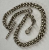 ANTIQUE SILVER GRADUATING CURB LINK ALBERT WITH T-BAR & END CLIP, 35cms L, 2.4ozt, 75.5gms