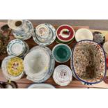 LARGE SELECTION OF MIXED CERAMICS including reproduction ironstone two-handled foot bath, set of