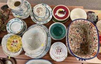 LARGE SELECTION OF MIXED CERAMICS including reproduction ironstone two-handled foot bath, set of