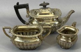 VICTORIAN BATCHELOR'S THREE-PIECE SILVER TEA SERVICE, CHESTER 1896, no visible makers mark,