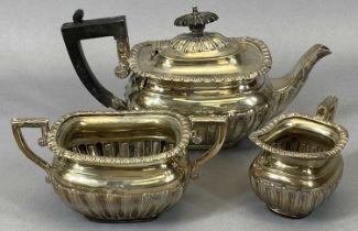 VICTORIAN BATCHELOR'S THREE-PIECE SILVER TEA SERVICE, CHESTER 1896, no visible makers mark,