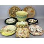 MIXED DECORATIVE POTTERY & PORCELAIN to include a good pair of Charlotte Rhead wall chargers,