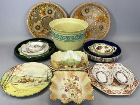 MIXED DECORATIVE POTTERY & PORCELAIN to include a good pair of Charlotte Rhead wall chargers,