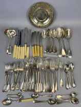 TWO GEORGIAN HALLMARKED SILVER TEASPOONS, APPROX. 60 PIECES OF EPNS & OTHER CUTLERY, and an 18cms