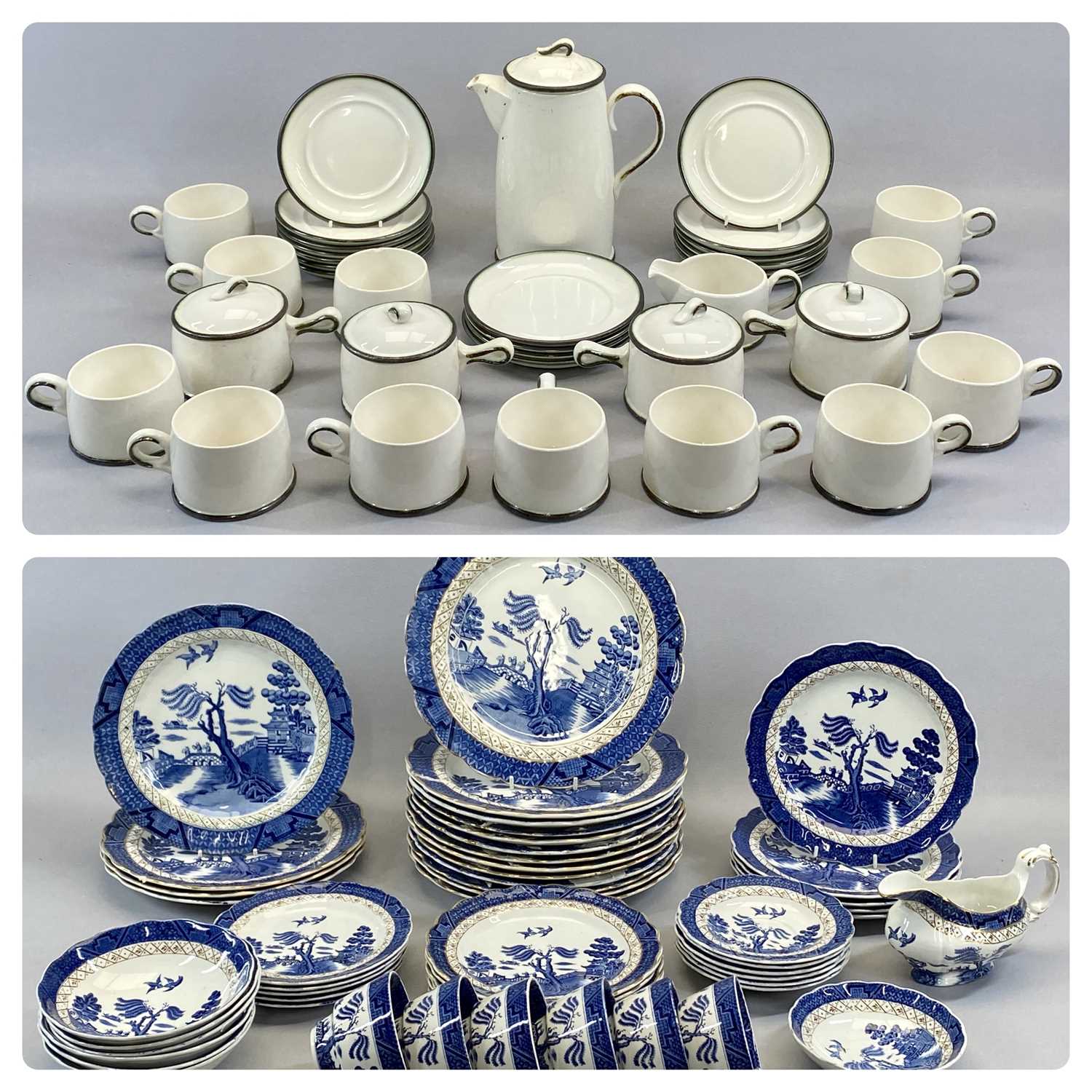 WEDGWOOD 'ARCTIC' PATTERN SERVICE, APPROX. 35 PIECES, and a Booths 'Real Old Willow' pattern