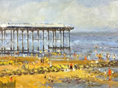 KEITH GARDNER RCA (British, b. 1933) oil on board - titled verso 'Colwyn Bay Pier from the East',