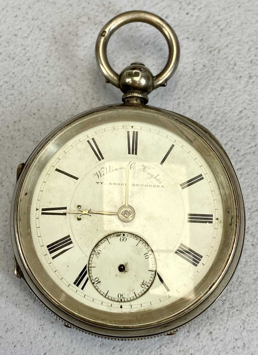 THREE SILVER CASED OPEN FACE POCKET WATCHES & A GOLD PLATED SIMILAR, each of the silver cased - Image 6 of 12