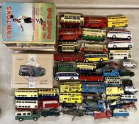 COLLECTION OF DIECAST SCALE MODEL VEHICLES, Dinky, Corgi ETC, including buses and commercials, 8 x