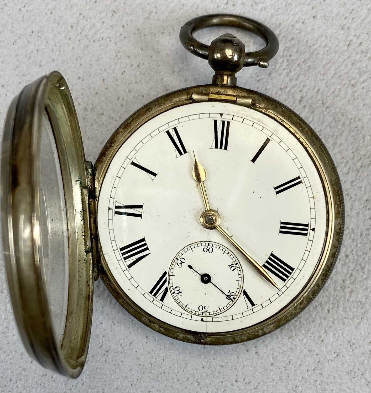 THREE SILVER CASED OPEN FACE POCKET WATCHES & A GOLD PLATED SIMILAR, each of the silver cased - Image 10 of 12