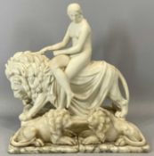 VICTORIAN PARIAN FIGURE GROUP 'UNA AND THE LION' BY JOHN BELL, impressed with makers mark and
