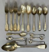 GEORGE III & LATER SILVER FLATWARE, 24.1ozt gross, to include a tablespoon, London 1822, possibly