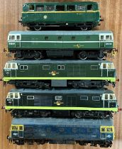 FOUR O GAUGE SCALE MODEL LOCOMOTIVES, D6524, D7018, D7017, D6506, 7 x Lima carriages, with various
