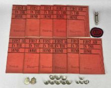 WWII AIR RAID PATROL (ARP) ARTEFACTS including whistle, 2 x silver badges, 12 x coat buttons,