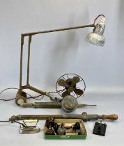 HOUSEHOLD & GARDEN GOODS GROUP, including a Gilbert vintage desk fan, Admel clamp on anglepoise