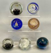 SEVEN CAITHNESS GLASS COLLECTABLE PAPERWEIGHTS, 9cms H (the largest) Provenance: deceased estate