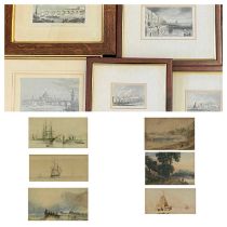 BRITISH MARITIME SCHOOL five engravings - Thames and other maritime scenes, 27 x 33cms (incl. frame)