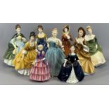 NINE ROYAL DOULTON LADY FIGURINES, 'Enchantment' HN2178, 'Sandra' HN2275, 'Julia' HN2705, 'Premiere'