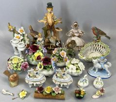 VICTORIAN & LATER ORNAMENTAL CABINET FIGURINES ETC, including 2 x good pin dishes with lids
