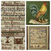 VICTORIAN & LATER WOOLWORK SAMPLERS AND TAPESTRY PICTURES (2+1) the larger sampler listing various