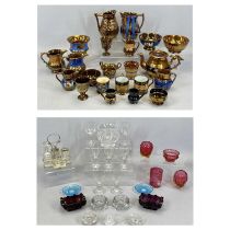 VICTORIAN COPPER LUSTRE, COLOURFUL ORNAMENTAL GLASSWARE, DRINKING GLASSWARE ETC, lot include 20+