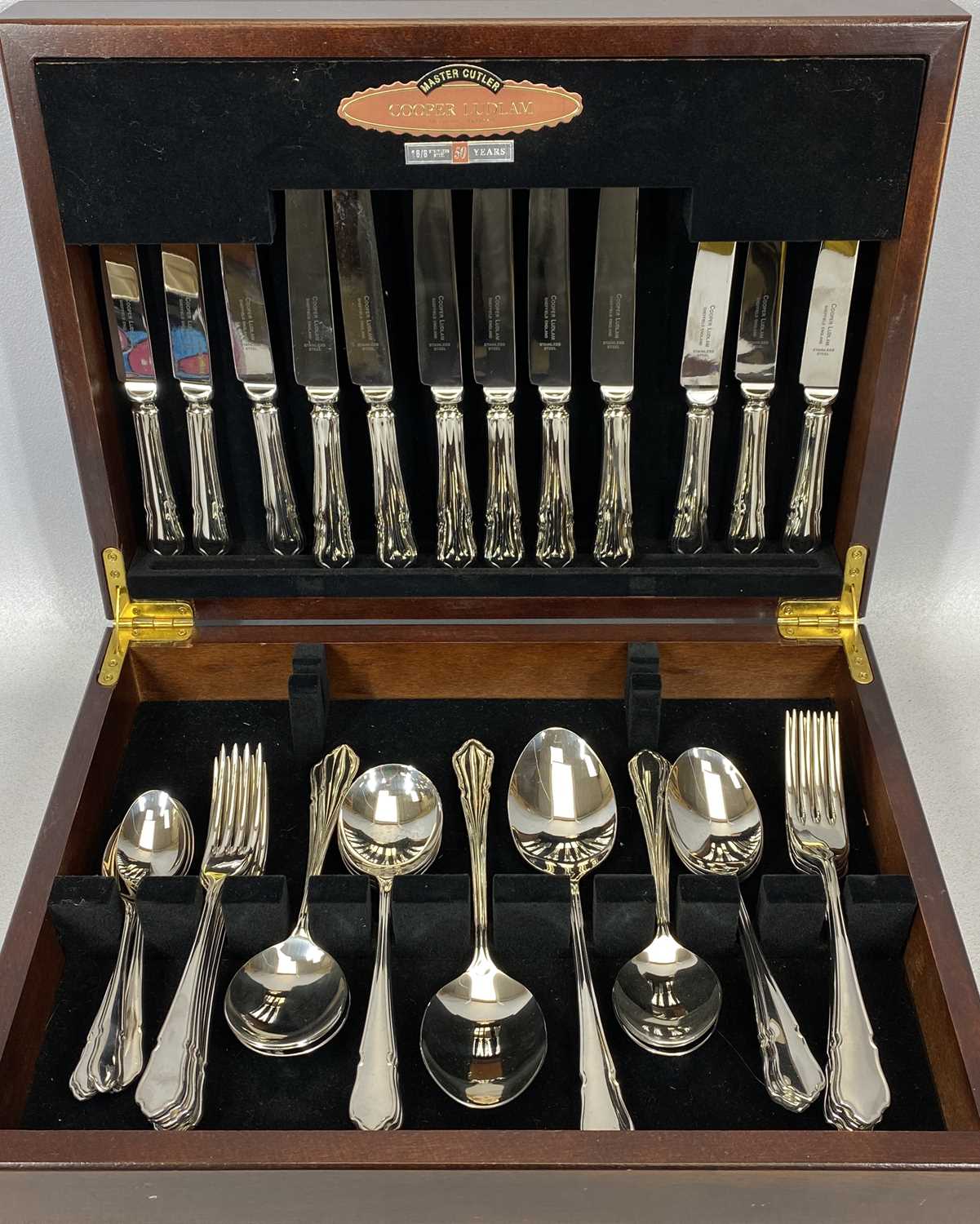 COOPER LUDLAM PART CANTEEN OF STAINLESS STEEL CUTLERY, 44 PIECES, boxed fish knives and forks set, - Image 2 of 3