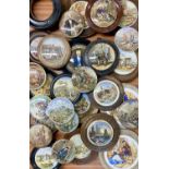 MID 19TH CENTURY PRATTWARE TRANSFER PRINTED POT LIDS, LARGE COLLECTION, many framed Provenance: