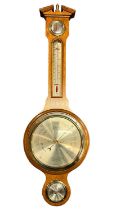 COMITTI OF LONDON COMPENSATED ANEROID BAROMETER WITH THERMOMETER & HUMIDITY GAUGE, 72cms H, 4 x