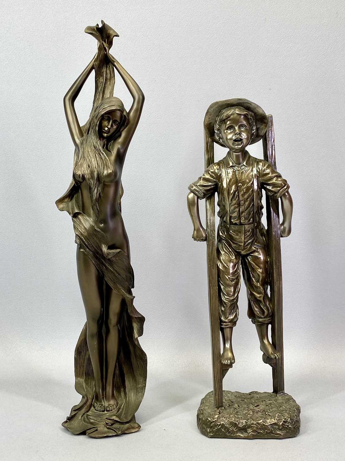 THE LEONARDO COLLECTION: BRONZE EFFECT COMPOSITE FIGURE OF A SEMI-NUDE FEMALE, 47cms H, another - Image 4 of 10