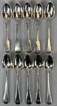 GEORGE IV & VICTORIAN MONOGRAMMED TEASPOONS (6+4) London 1823, John Harris IV and Exeter 1857,