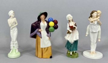 FOUR ROYAL DOULTON FIGURES, comprising 'Piggyback' HN5481, boxed, 'Lizzie' HN2749, 'Modesty'