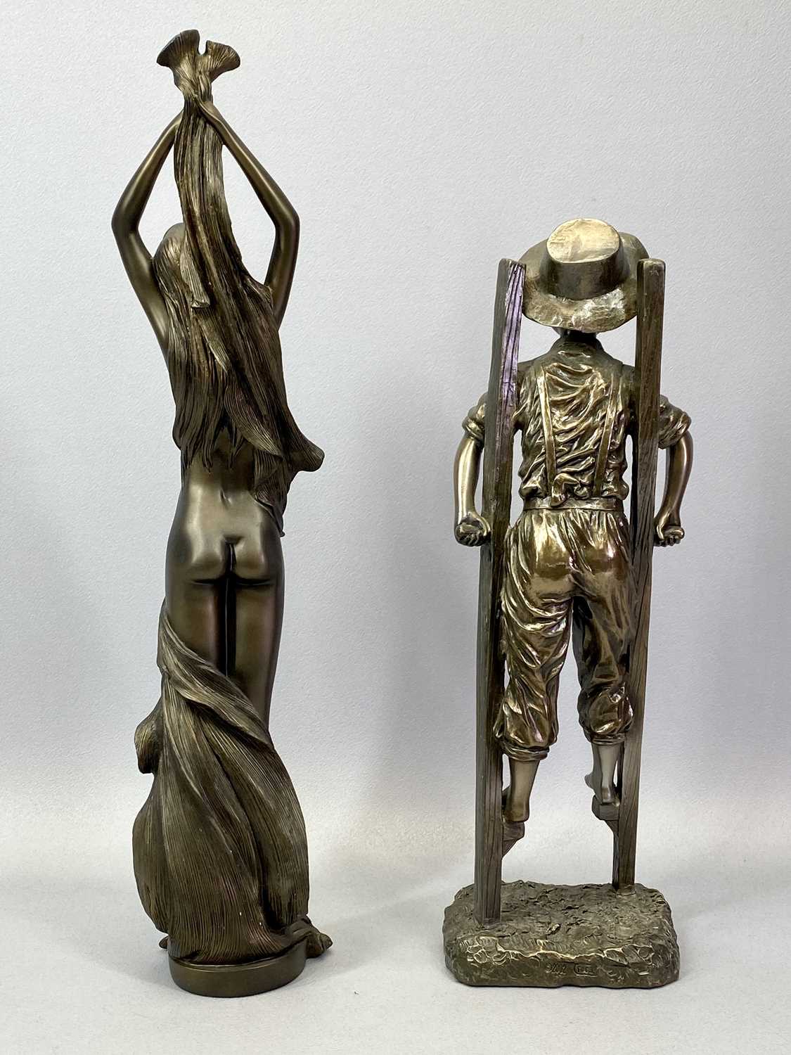 THE LEONARDO COLLECTION: BRONZE EFFECT COMPOSITE FIGURE OF A SEMI-NUDE FEMALE, 47cms H, another - Image 3 of 10