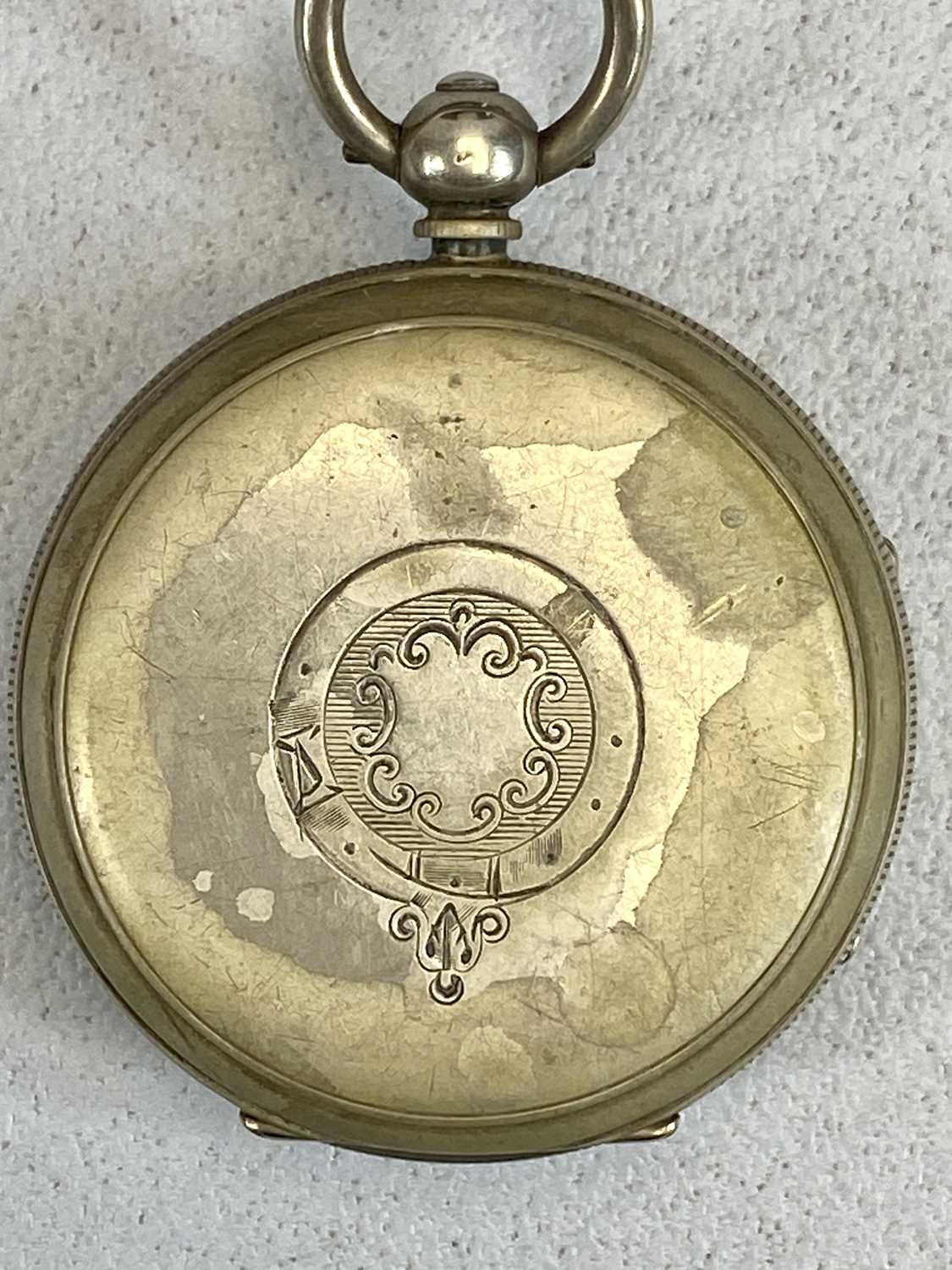 THREE SILVER CASED OPEN FACE POCKET WATCHES & A GOLD PLATED SIMILAR, each of the silver cased - Image 9 of 12