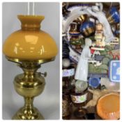 VICTORIAN & LATER POTTERY, PORCELAIN AND A VINTAGE BRASS OIL LAMP, lot includes Hummel, Lladro