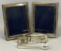 PAIR OF MODERN SILVER PHOTOGRAPH FRAMES & THREE FURTHER SMALL ITEMS OF SILVER, Sheffield 1994, maker