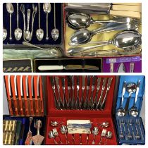 VINTAGE & MID CENTURY EPNS AND STAINLESS STEEL CUTLERY mainly cased / boxed to include an Oneida