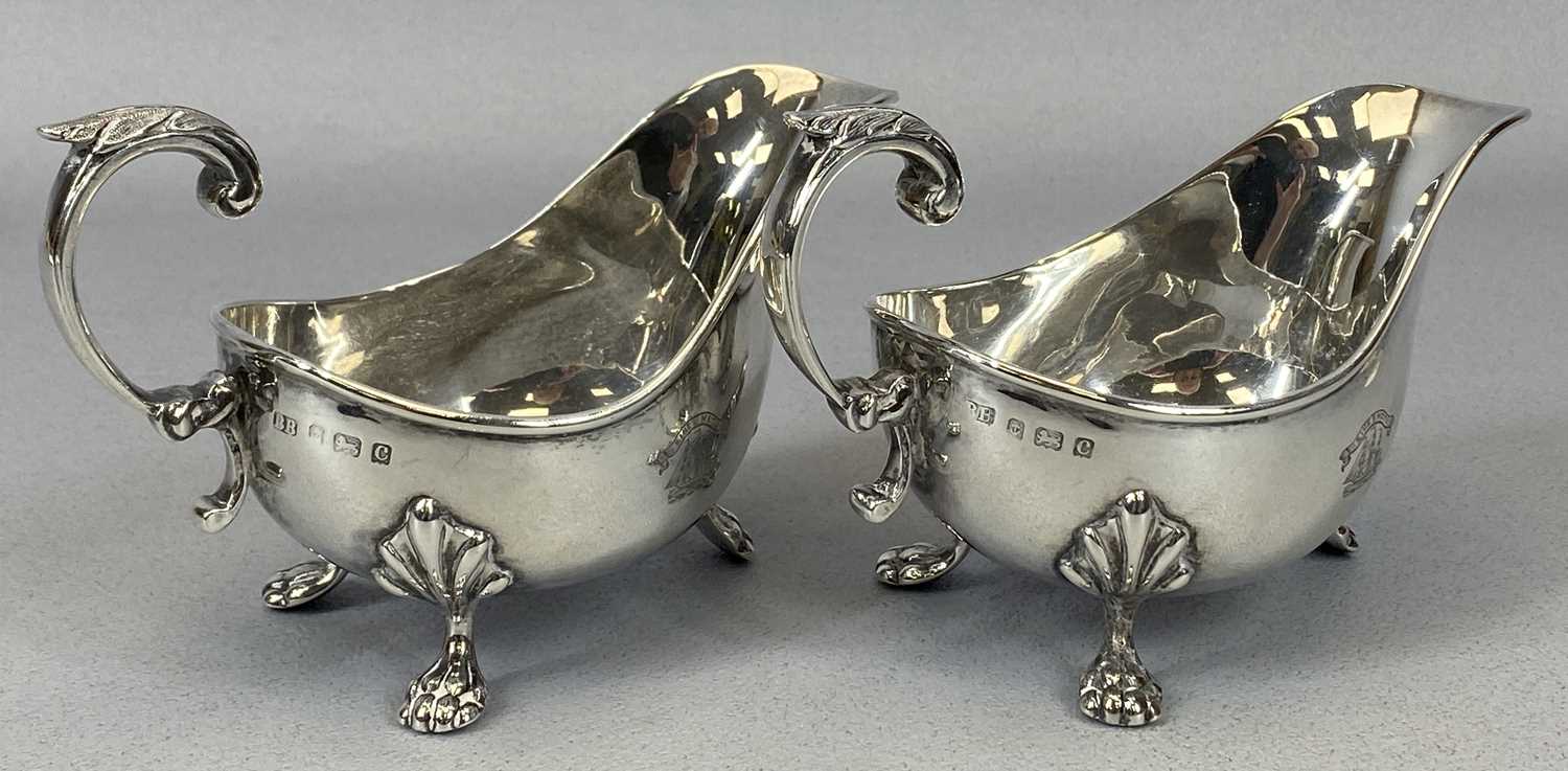 PAIR OF MATCHING SILVER SAUCEBOATS, Birmingham 1902, Barker Bros, acanthus capped scroll handles - Image 2 of 3
