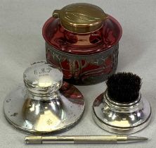 HALLMARKED SILVER & EPNS DESKTOP ITEMS (3) - to include a propelling pencil, Birmingham 1952,