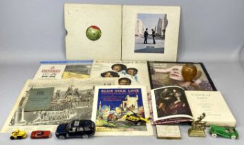 MIXED COLLECTABLES GROUP comprising advertising and other ephemera, 4 x LP records, David Bowie '