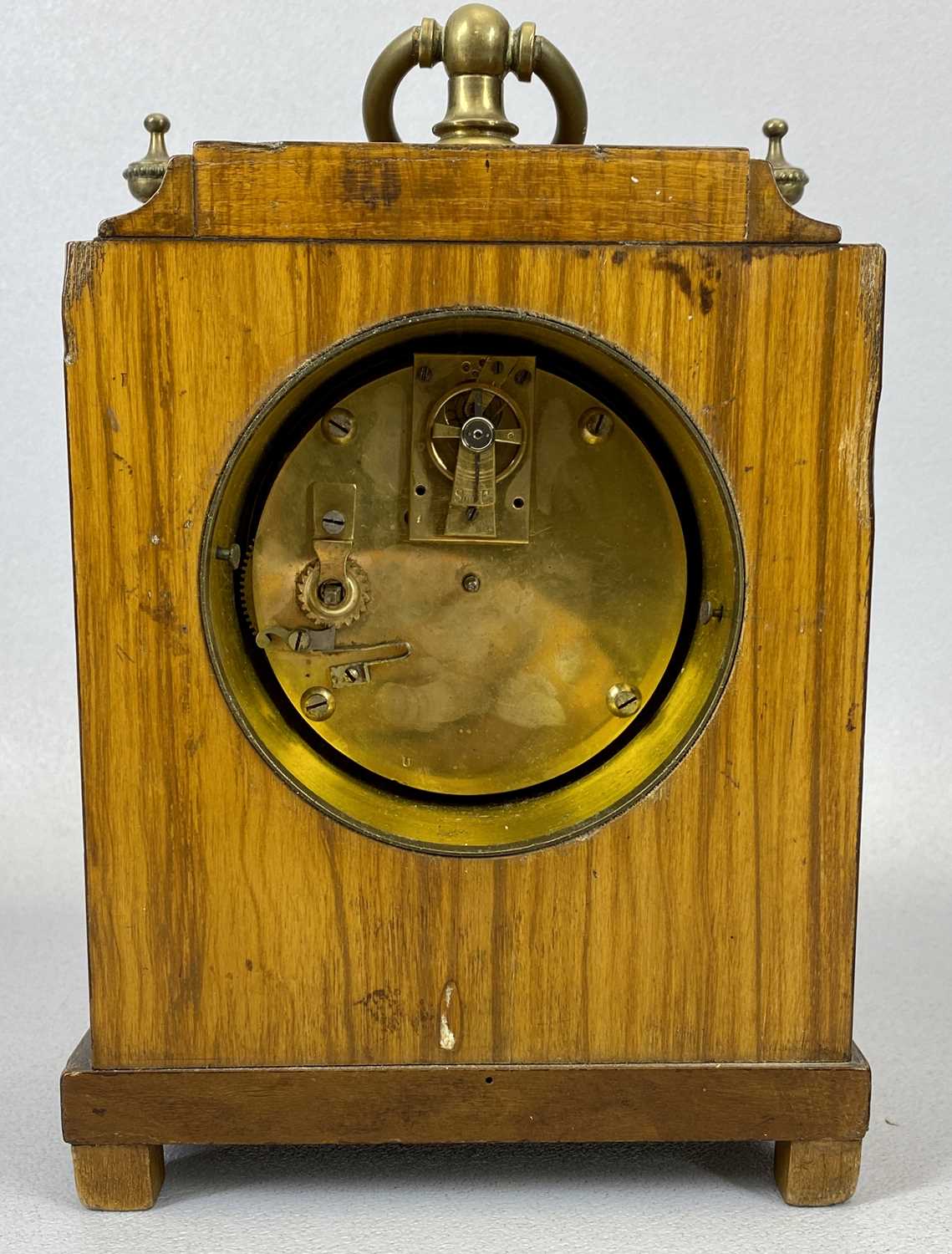 LATE VICTORIAN ORNATE BRASS MOUNTED WALNUT MANTEL CLOCK, with white enamel dial Provenance: - Image 4 of 5