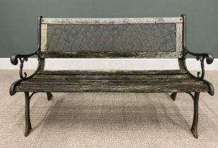 PLUS LOT 43 - CAST IRON & TEAK SLATTED GARDEN BENCH, 80cms H, 125cms W, 64cms D Provenance: deceased